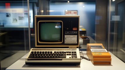 Poster - Apple III from 1980 on display at the Ctrl Alt Museum in Pavia, Lombardy, showcasing the first professional Apple computer with vintage technology appeal