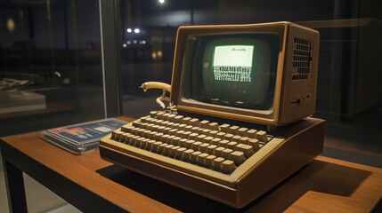 Poster - Apple III from 1980 on display at the Ctrl Alt Museum in Pavia, Lombardy, showcasing the first professional Apple computer with vintage technology appeal