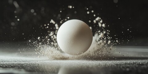 Aufkleber - White sphere impacting powder, creating a dynamic splash and dust cloud.