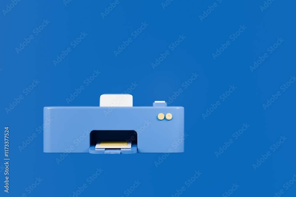 3d Paper Printer with document icon. Office Equipment Concept. Digital ...