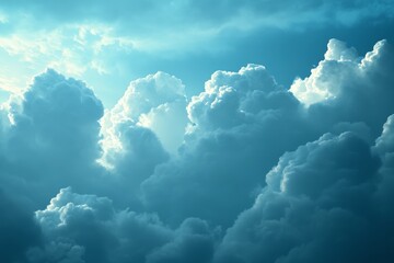 Poster - Serene Blue Sky with Soft White Clouds for Data Background, Information Storage, and Digital Aesthetics