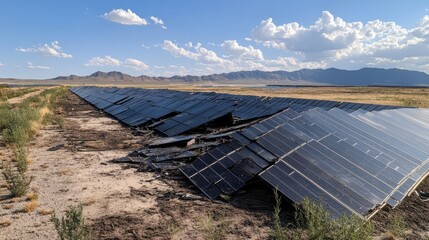 Aufkleber - Solar panels, broken and ready for inspection, showcasing their recycling process for sustainable energy management and environmental conservation