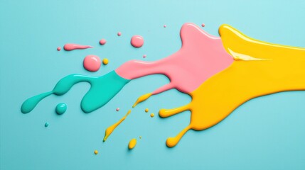 Poster - Close-up shot of acrylic paint colors being poured onto a canvas, creating abstract swirls and patterns as they blend.