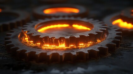 Poster - Glowing 3D Rendered Gears and Cogs with Stunning Visual Effects