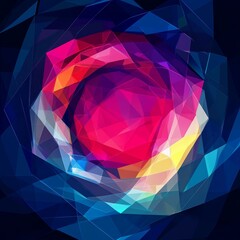 Poster - a colorful, abstract image of a flower with a red center