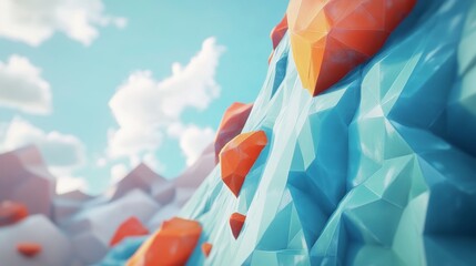 Wall Mural - A mountain range with a blue and orange rock formation. The blue and orange rocks are scattered across the mountain, creating a striking contrast. Concept of awe and wonder