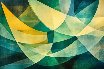 Poster - This captivating abstract artwork features flowing waves in green and yellow tones, creating a vibrant and harmonious visual experience. Perfect for modern decor.