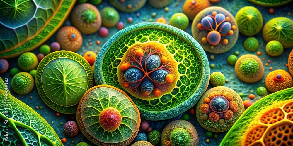 Cell Potrait Microscopic Plant Cell Portrait: Detailed Cellular Structure Stock ...