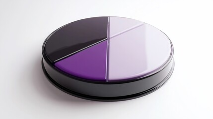 Leinwandbilder - 3D rendered pie chart showing data segments in black and purple shades on white background.