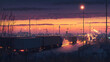 © Thiago - A stunning glimpse into modern logistics at dusk, highlighting connectivity and efficiency. Nightfall. Illustration