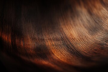 Poster - Close-up of rich, dark wood grain with a subtle curve and warm lighting.
