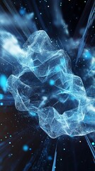 Poster - explore a captivating abstract data cloud space that illuminates with dynamic light patterns, perfec
