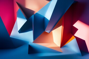 Poster - colorful abstract drawing of shapes and lines. the colors are bright and bold, creating a sense of e
