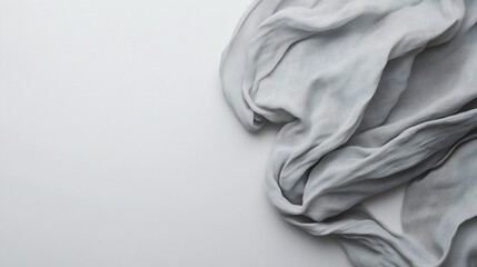 Leinwandbilder - Draped gray fabric on white background.