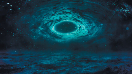 supermassive black hole. artistic visualization. space. a stars, planets, nebulas. vector illustrati