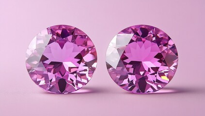 Aufkleber - Two sparkling pink gemstones on a pink background.