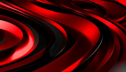 Wall Mural - vibrant red and black abstract design flowing in hypnotic waves