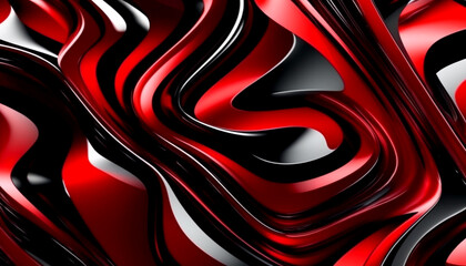 Wall Mural - striking red and black abstract waves flow with dynamic elegance