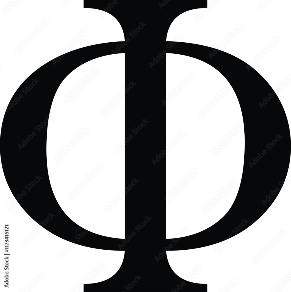 Black phi symbol icon with name. greek alphabet letter. Stock Vector ...