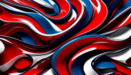 Wall Mural - vibrant swirls of red, white, and blue dance across a smooth surface