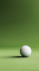 Poster - Golf ball casting a subtle shadow on a vibrant green surface, creating a minimalist composition against a matching backdrop, ideal for sports and leisure concepts