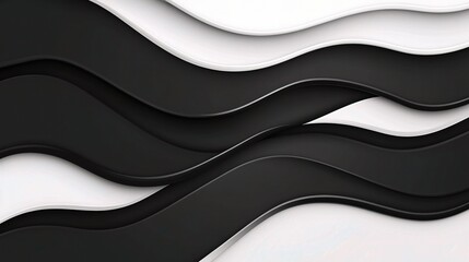 Poster - Wavy Black and White Background Design with Flowing Lines and Patterns