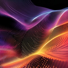 Poster - explore a stunning abstract visualization featuring colorful wave patterns in a dark backdrop, evoki