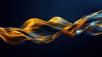 Poster - Golden Wave Abstract on Dark Blue Background for Elegant Design