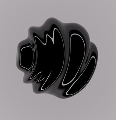 Aufkleber - 3D illustration of glossy shiny black petroleum drop on white background.