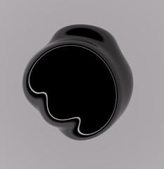 Poster - Abstract 3D illustration of a black glossy drop on a white background. An image on the theme of biotechnology and science.
