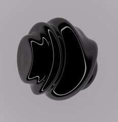 Aufkleber - 3D illustration of glossy shiny black petroleum drop on white background.