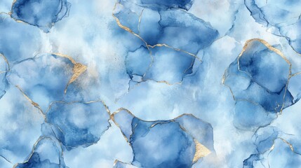  A delicate combination of light blue and gold tones encases this marble design, creating an elegant background awash with sophistication and subtle artistic beauty.