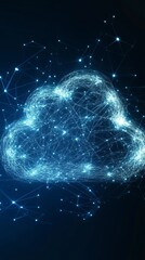 Poster - abstract data cloud network concept with connections and empty space for modern technology backgroun