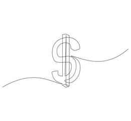 Dollar logo continuous line. Continuous one line drawing dollar logo. Money, logo  concept. Single line drawing