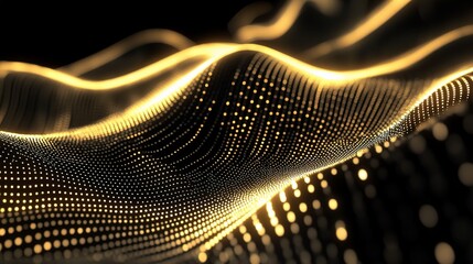 Poster - Abstract Glowing Geometric Lines with Dots on Dark Background
