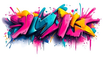 Wall Mural - Colorful Graffiti Style Abstract Mural Painting with Vibrant Urban Expression