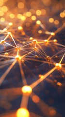 Poster - abstract network connection with warm glow and realistic data visualization in a modern digital envi
