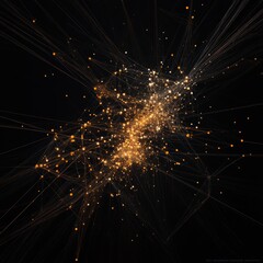 Poster - abstract digital visualization of interconnected data points in a conceptual design on a dark backgr