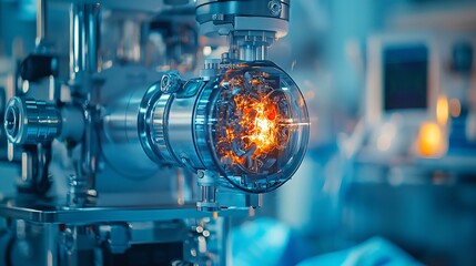 Leinwandbilder - Heart-lung machine in operation during an open-heart surgery Stock Photo with side copy space