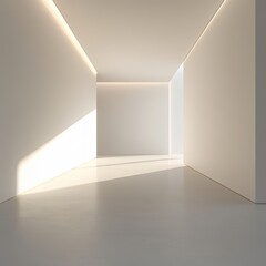 Poster - Experience the serenity of a minimalist interior space filled with natural light. This image showcases wide angles, soft shadows, and clean lines that evoke tranquility.