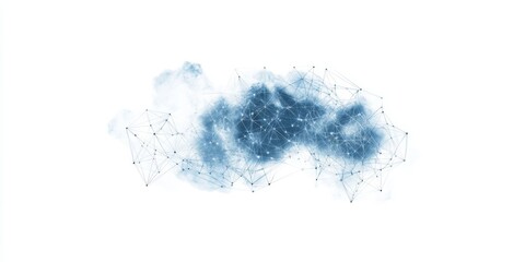 Poster - explore a minimalist abstract design featuring a cloud network with simple shapes and data connectio