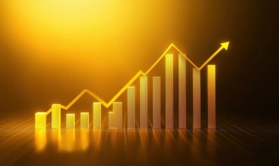 Poster - Rising Financial Growth Chart with Golden Bars and Arrow Indicating Success and Prosperity