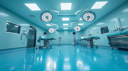 Poster - Surgical gowns featuring advanced antimicrobial properties for safety Stock Photo with side copy space