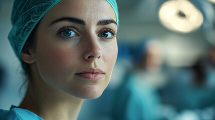 Poster - Surgical gowns featuring advanced antimicrobial properties for safety Stock Photo with side copy space