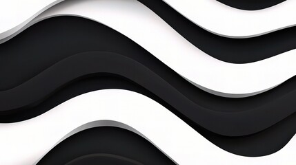 Poster - Black and White Wavy Design on Background with Smooth Flowing Lines