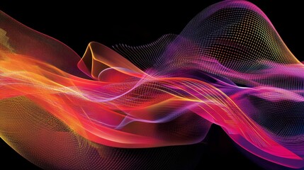 Poster - Experience a dynamic and colorful abstract design featuring fluid waves and vibrant patterns against a sleek black background. Perfect for modern projects.