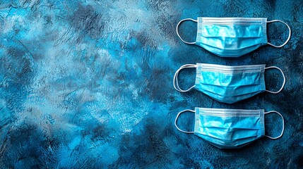 Poster - Surgical masks featuring advanced filtration technology for safety Stock Photo with side copy space