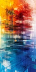 Poster - Vibrant Abstract Data Structure with Geometric Lines and Colorful Background for Modern Design Projects