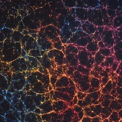 Poster - abstract digital background featuring interconnected data nodes and web patterns in vibrant colors