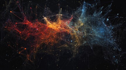 Poster - Dark Network Visualization with Colorful Silhouettes Representing Big Data Relationships in a Digital Space